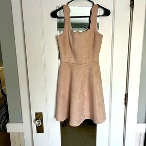 Suede fit and flare dress